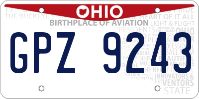 OH license plate GPZ9243