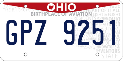 OH license plate GPZ9251