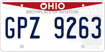 OH license plate GPZ9263