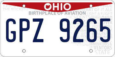 OH license plate GPZ9265