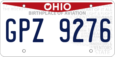 OH license plate GPZ9276