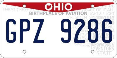 OH license plate GPZ9286