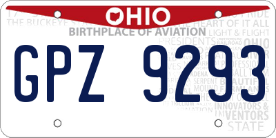 OH license plate GPZ9293