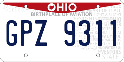 OH license plate GPZ9311