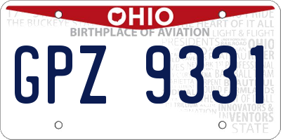 OH license plate GPZ9331