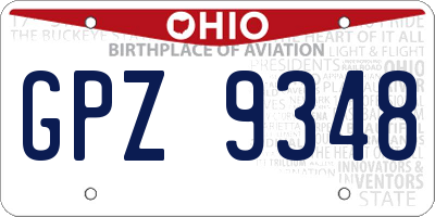 OH license plate GPZ9348