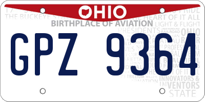 OH license plate GPZ9364