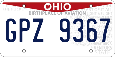 OH license plate GPZ9367