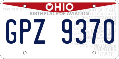 OH license plate GPZ9370