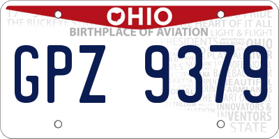 OH license plate GPZ9379