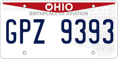 OH license plate GPZ9393