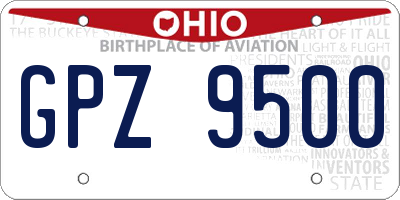 OH license plate GPZ9500