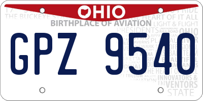 OH license plate GPZ9540