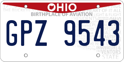 OH license plate GPZ9543
