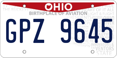 OH license plate GPZ9645