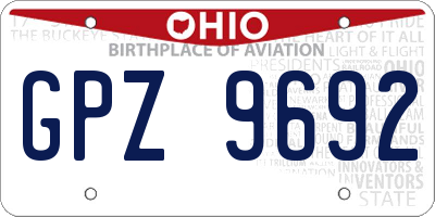 OH license plate GPZ9692