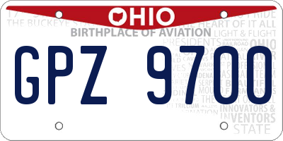 OH license plate GPZ9700