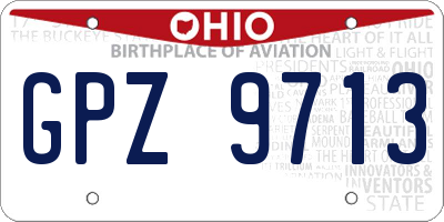 OH license plate GPZ9713