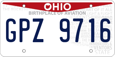 OH license plate GPZ9716