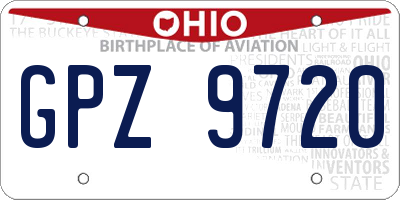 OH license plate GPZ9720
