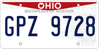 OH license plate GPZ9728