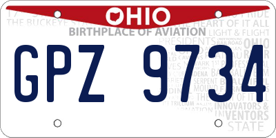 OH license plate GPZ9734