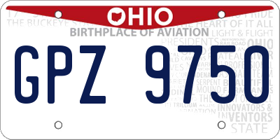 OH license plate GPZ9750