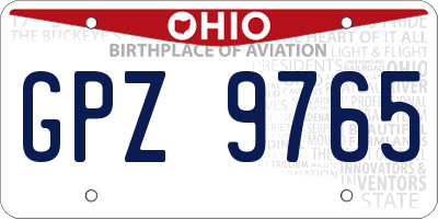 OH license plate GPZ9765