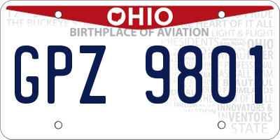 OH license plate GPZ9801