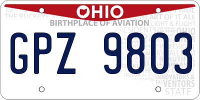 OH license plate GPZ9803