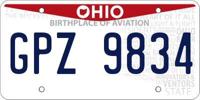 OH license plate GPZ9834