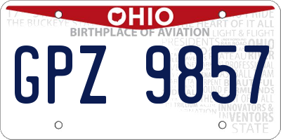 OH license plate GPZ9857