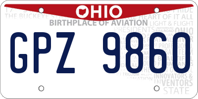 OH license plate GPZ9860