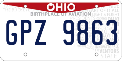 OH license plate GPZ9863