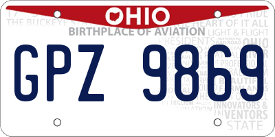 OH license plate GPZ9869