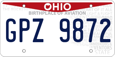 OH license plate GPZ9872