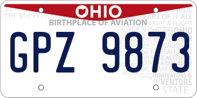 OH license plate GPZ9873