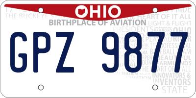 OH license plate GPZ9877