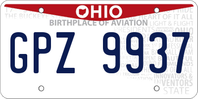OH license plate GPZ9937