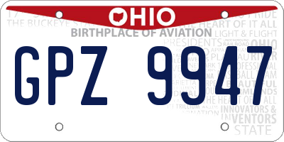 OH license plate GPZ9947