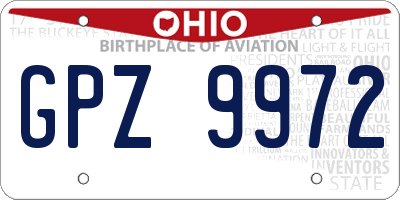 OH license plate GPZ9972