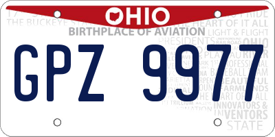 OH license plate GPZ9977