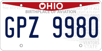 OH license plate GPZ9980