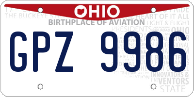 OH license plate GPZ9986