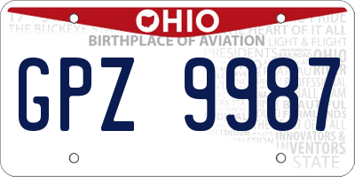 OH license plate GPZ9987