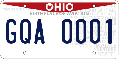 OH license plate GQA0001