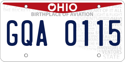 OH license plate GQA0115