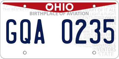 OH license plate GQA0235