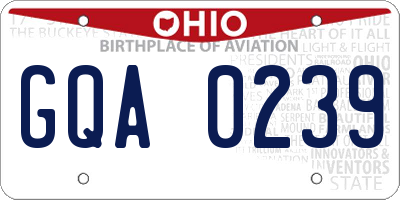 OH license plate GQA0239