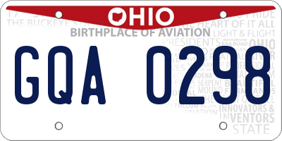 OH license plate GQA0298